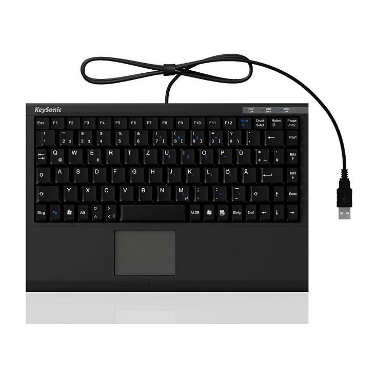 Tastierë me kabllo KeySonic / TAS ACK‑540U+ / UK Layout / Mini / QWERTY- Zezë