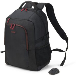 Çantë Dicota Backpack NT15 15.6"+ Maus Wireless 1000 dpi, 3 butona / e zezë dhe kuqe