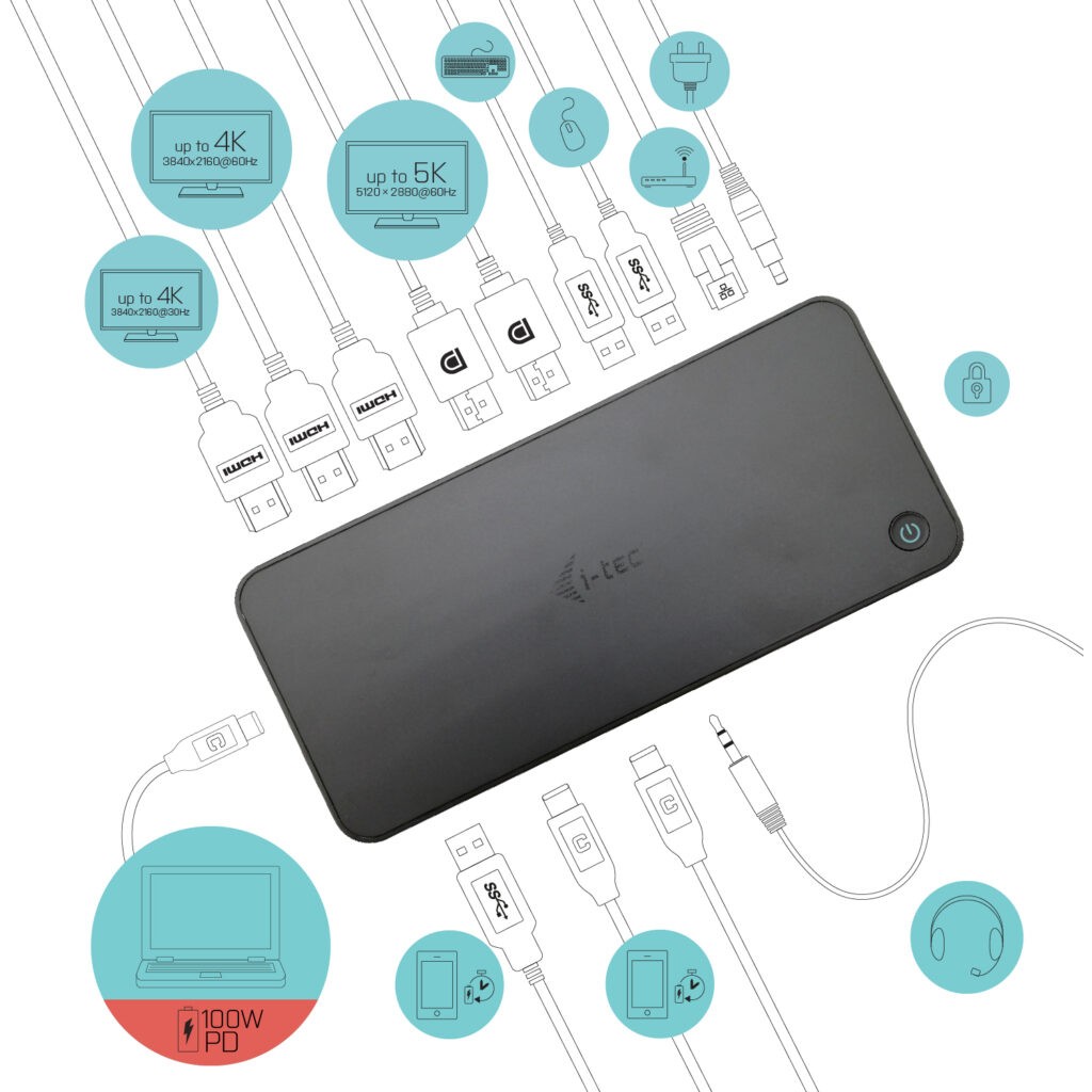 Docking Station I-TEC USB 3.0 / USB-C / Triple Display / 3x 4K @60Hz / PD 100W - Zezë - Figura 4