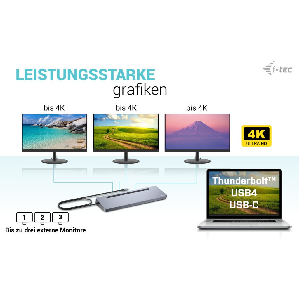Docking Station I-TEC USB-C / Ergo Stand / 3x LCD / HDMI / DisplayPort / PD / LAN / USB - Metalik - Figura 5