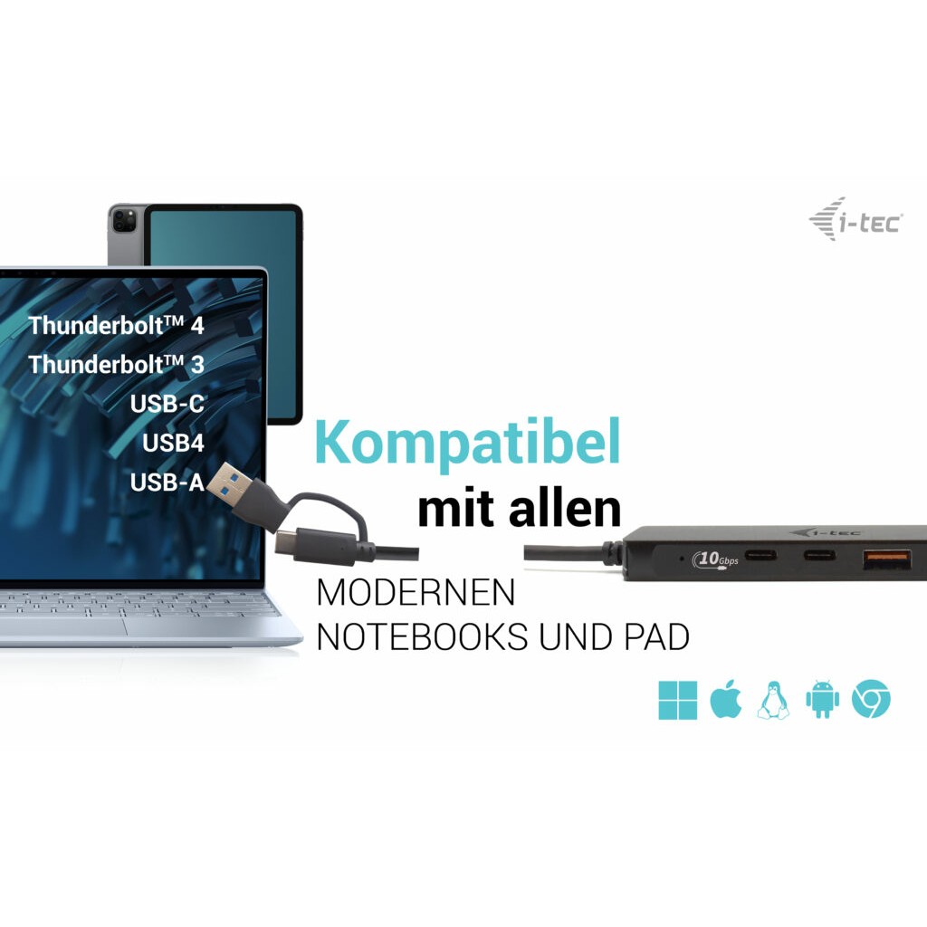 Hub I-TEC USB-C / 2x USB-C + 2x USB-A / USB 3.2 Gen 1 - Metalik - Figura 5