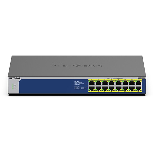 Switch NETGEAR 16x GB GS516PP-100EUS unmanaged POE HighPower