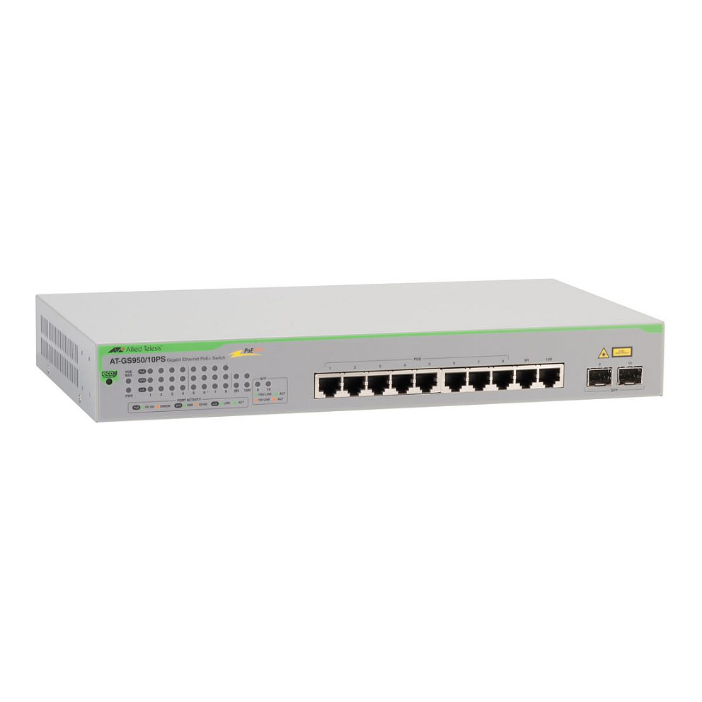 Allied Gigabit WebSmart Switch 8-Port PoE+ 10/100/1000T with 2x SFP Uplink | Layer 2 Managed Network Switch with 75W PoE Budget