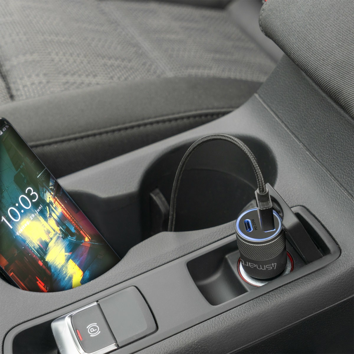 Adapter telefoni për veturë Car Charger 4smarts Rapid+ Quick Charge & PD 27W - Zezë - Figura 2