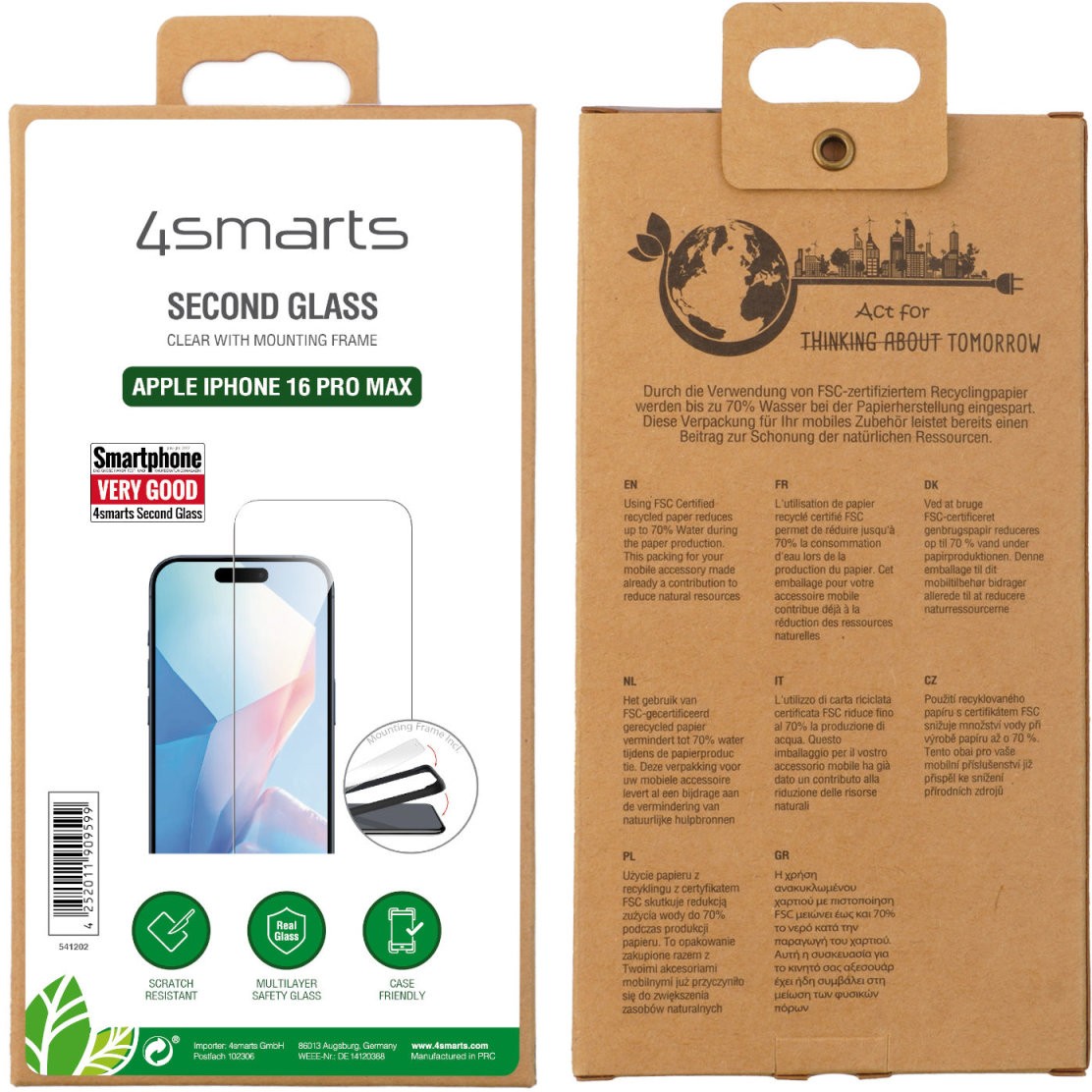 Aksesorë për telefon 4smarts / Second Glass Screen Protector / Mounting Frame / iPhone 16 Pro Max - Transparente - Figura 5