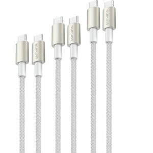 Aksesorë për telefon 4smarts USB-C në USB-C cable PremiumCord / 60W / 3er Set – Bardhë / Argjendi