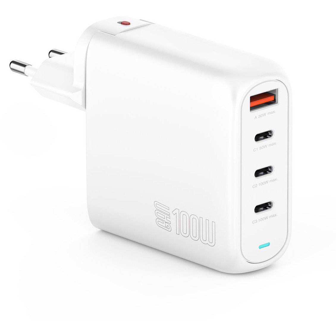Adapter 4smarts GaN Flex Pro Charger / 100W / 3× USB-C + 1× USB-A / Travel Edition - Bardhë - Figura 2