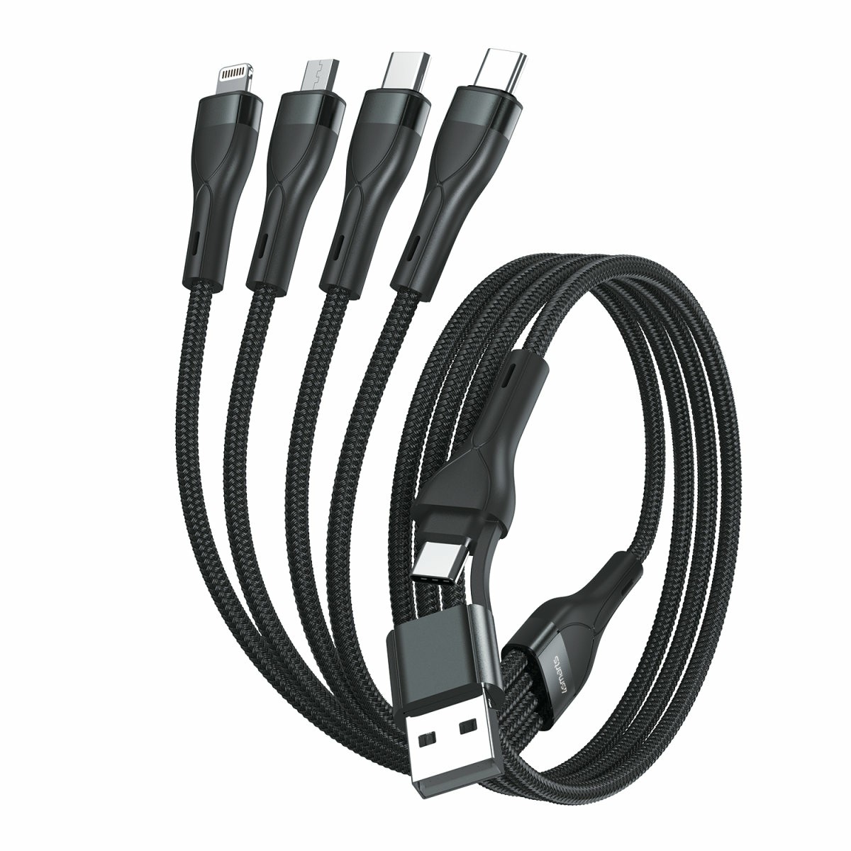 Aksesorë për telefon 4smarts / Multi-Charging Cable / 4-in-2 / USB-C & USB-A / 1.2m - Zezë - Figura 2