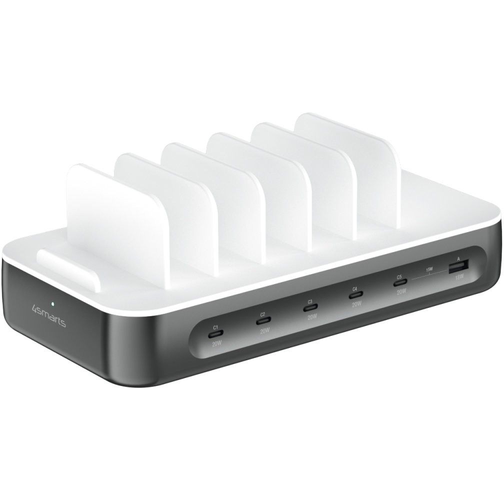 Karikues 4smarts / Team Charging Station / 100W / 5C/1A / incl. 6 Cables - Gri - Figura 2