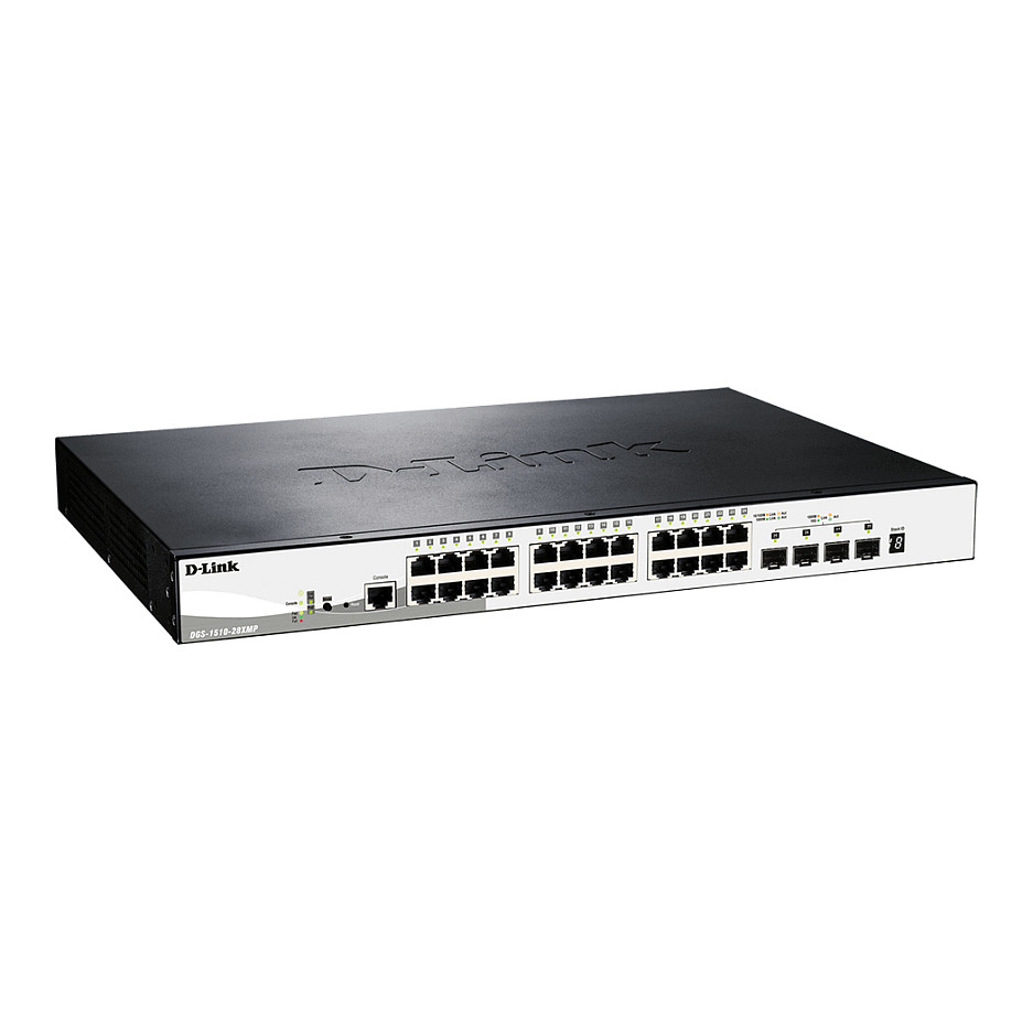 D-Link DGS-1510-28XMP/E 28-Port Gigabit Smart Managed PoE+ Stackable Switch with 24x PoE+, 4x10G SFP+ Uplink & 370W PoE Budget 2