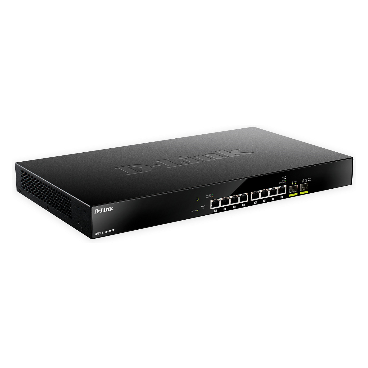 D-Link DMS-1100-10TP 10-Port Multi-Gigabit Smart Managed PoE+ Switch with 8x2.5G Ports, 2x10G SFP+ Uplink & Layer 2 Management