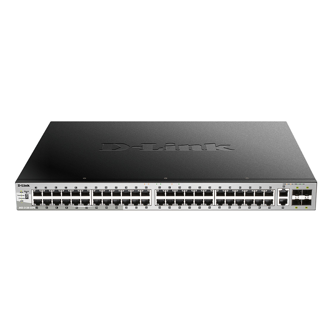 D-Link DGS-3130-54PS/E 54-Port Gigabit Managed Layer 3 PoE+ Stackable Switch with 10G SFP+ Uplink, 370W PoE Budget
