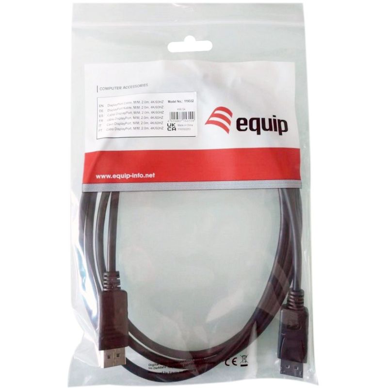 Kabllo Equip DisplayPort 1.2 Plug / Plug / 10.00m - Zezë - Figura 2