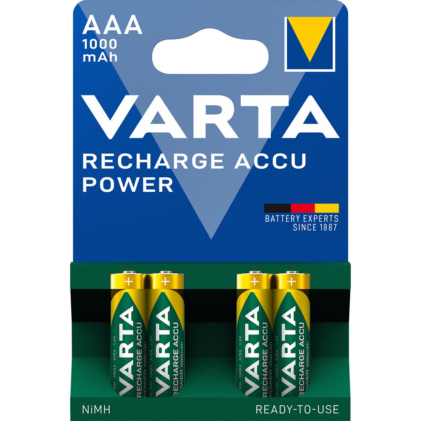 Bateri Rikarikueshme AAA 1.2V (HR03) Recharge Accu / 4Pack / Varta - Figura 2