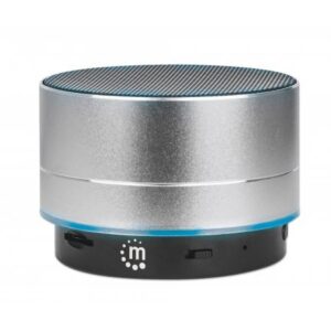 Altoparlant Bluetooth MANHATTAN metalik LED me dritë shumëngjyrëshe / kontrolle, portë USB-A / MicroSD / 3.5 mm / argjend