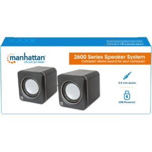 Altoparlantë stereo MANHATTAN Seria 2600 / 3.5 mm / USB-A / e zezë