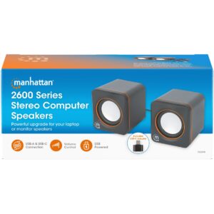 Altoparlantë MANHATTAN PC laptop Seria 2600 me dy / USB 1.4 m / USB-C/USB-A / i zi/portokalli