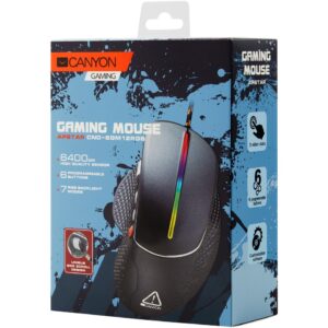 Maus Gaming Canyon Apstar GM-12 / 6400 DPI / RGB / 6 Keys / E zezë