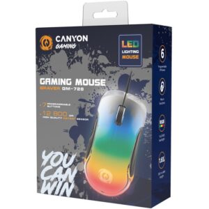 Maus Gaming Canyon Braver GM-728 / 12800 DPI / RGB /7 Keys / e zezë