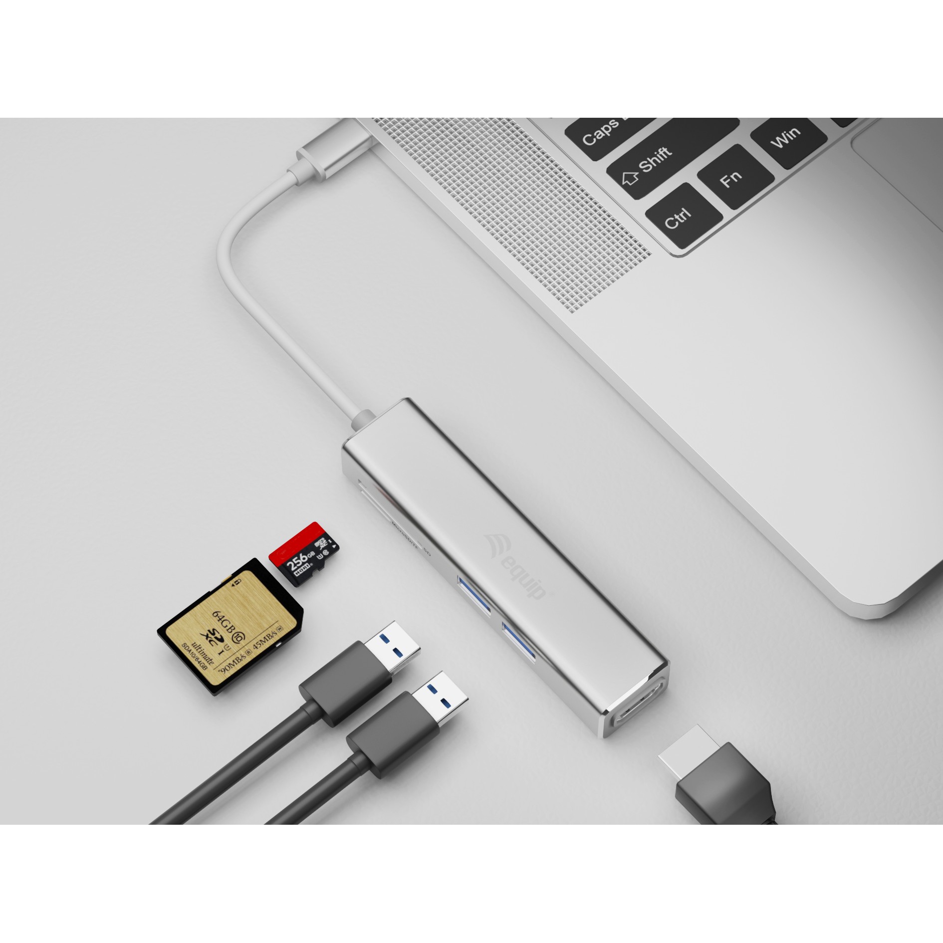 Adapter USB-C–HDMI+2xUSB 3.0+SD / Equip / 0.15m / 4K30Hz - Zezë - Figura 2