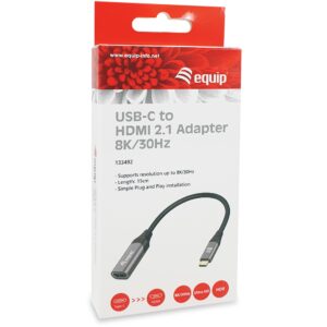 Kabllo Adapter Equip USB-C & HDMI 2.1 8K60Hz 0.15m / Gri