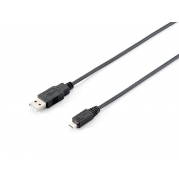 Kabllo Equip USB-A 2.0 & micro B St/St 1.00m Polybeutel / e zezë