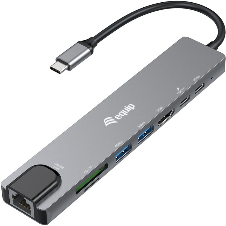 Adapter Equip USB-C në HDMI / GbE / 3×USB 3.2 Gen1 / SD & TF / PD 100W