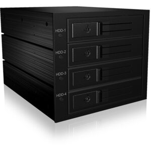 Këllëf për Disqe Backplane / 4x 3.5" HDD / fits 3x 5.25" bay / with lock / with fan / Hot-Swap / ICY BOX- Zezë