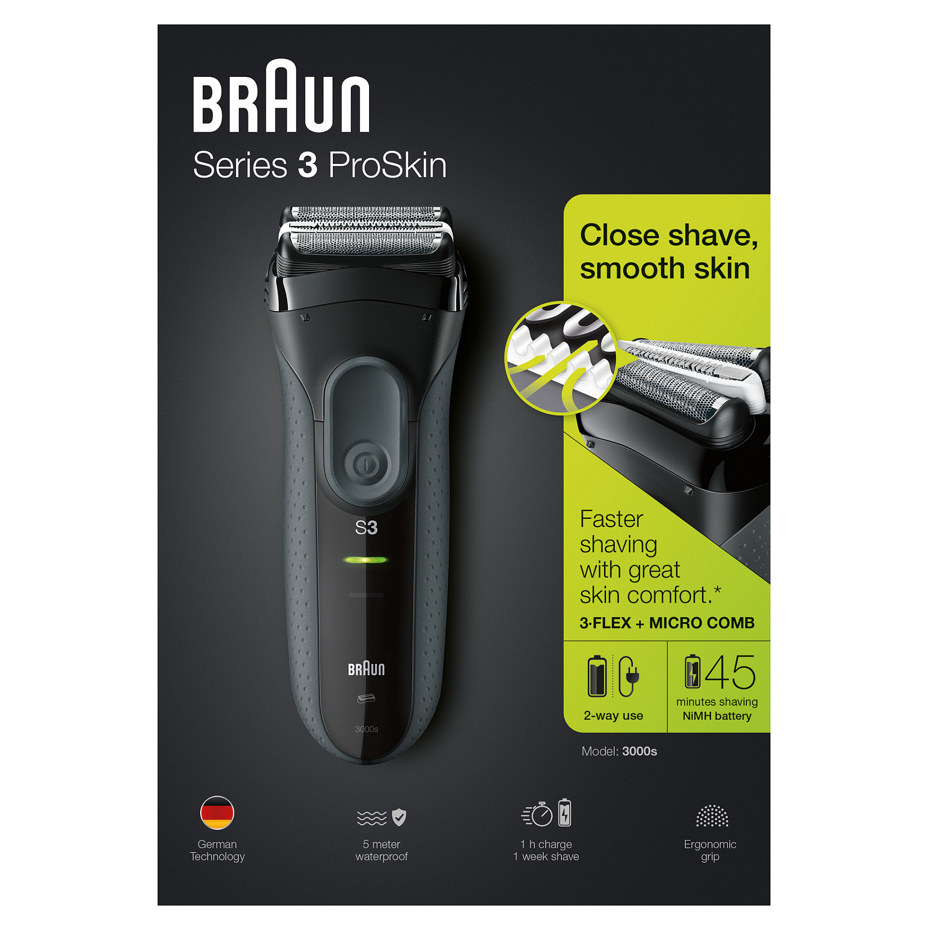 Makinë e rrojës Braun Series 3 3000s ProSkin – Zezë - Figura 5