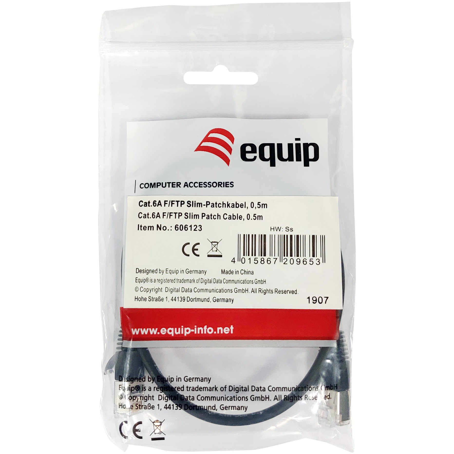 Kabllo UTP / Equip Patch Cable Cat6A F/FTP / 2xRJ45 / 0.50m / LSZH / Polybag – Zezë - Figura 4