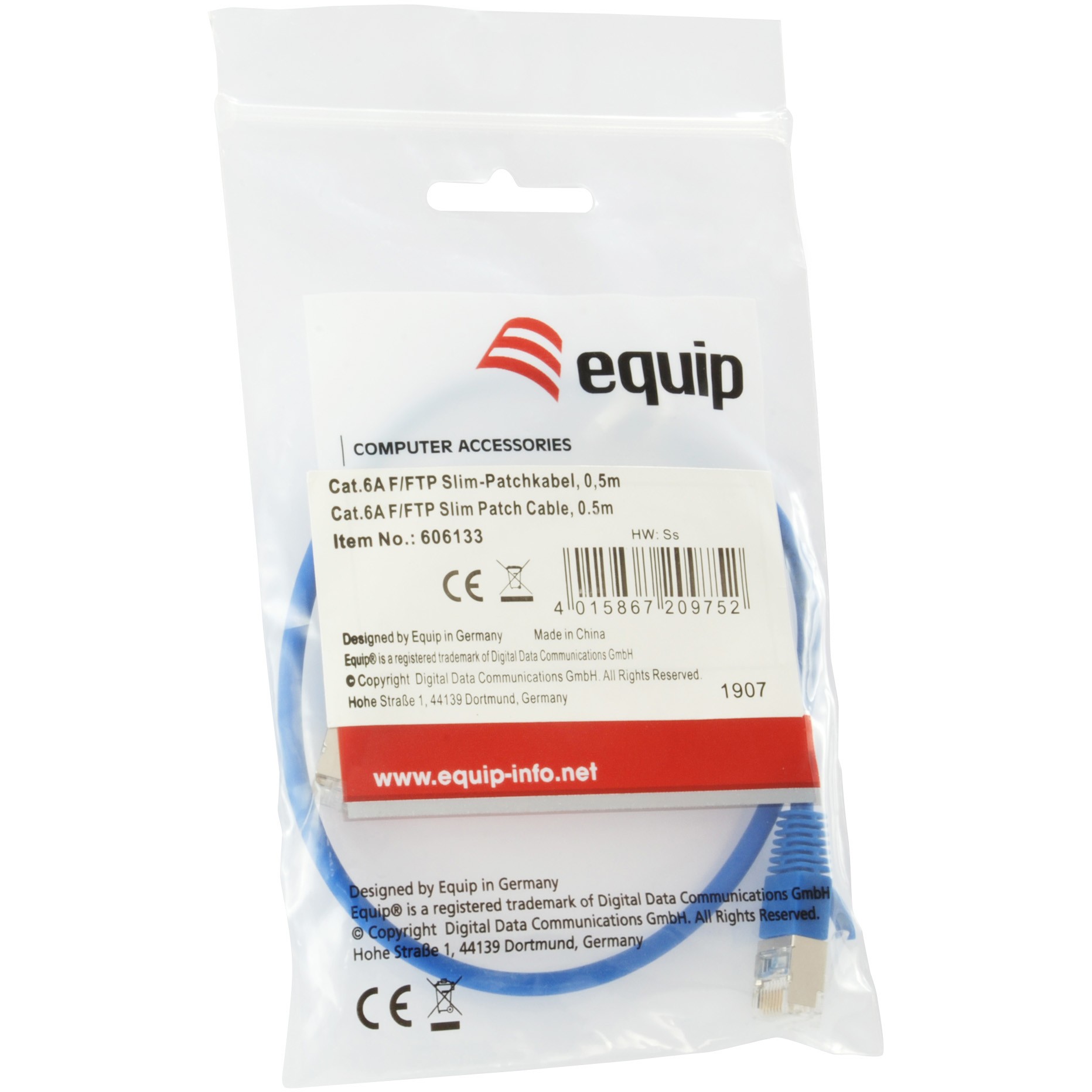 Kabllo UTP / Equip Patch Cable Cat6A F/FTP / 2xRJ45 / 0.50m / LSZH / Polybag – Blu - Figura 4