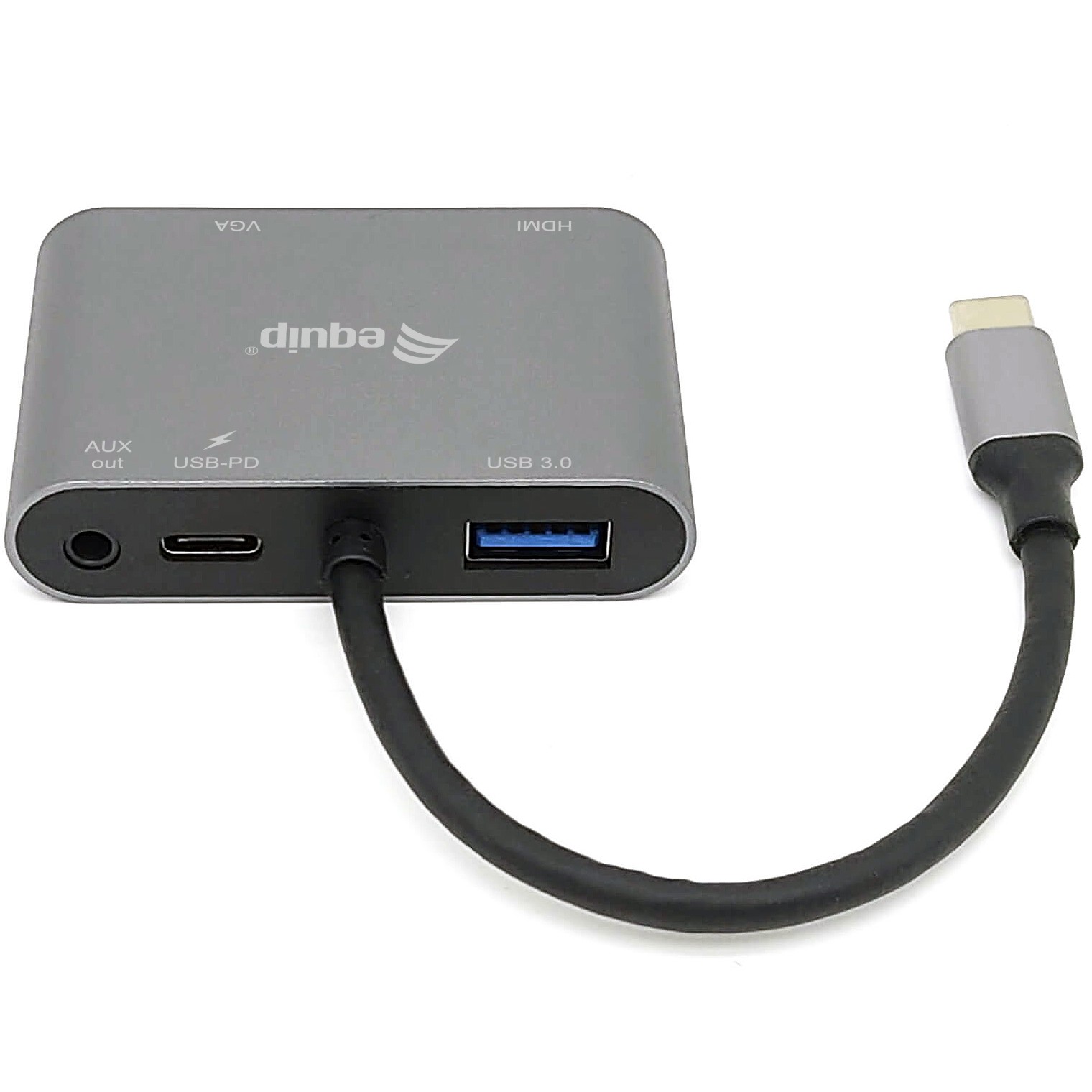 Docking Station Equip USB-C / HDMI / VGA / USB 3.0 / AUX / 100W PD / Kabllo 15cm - Zezë - Figura 2