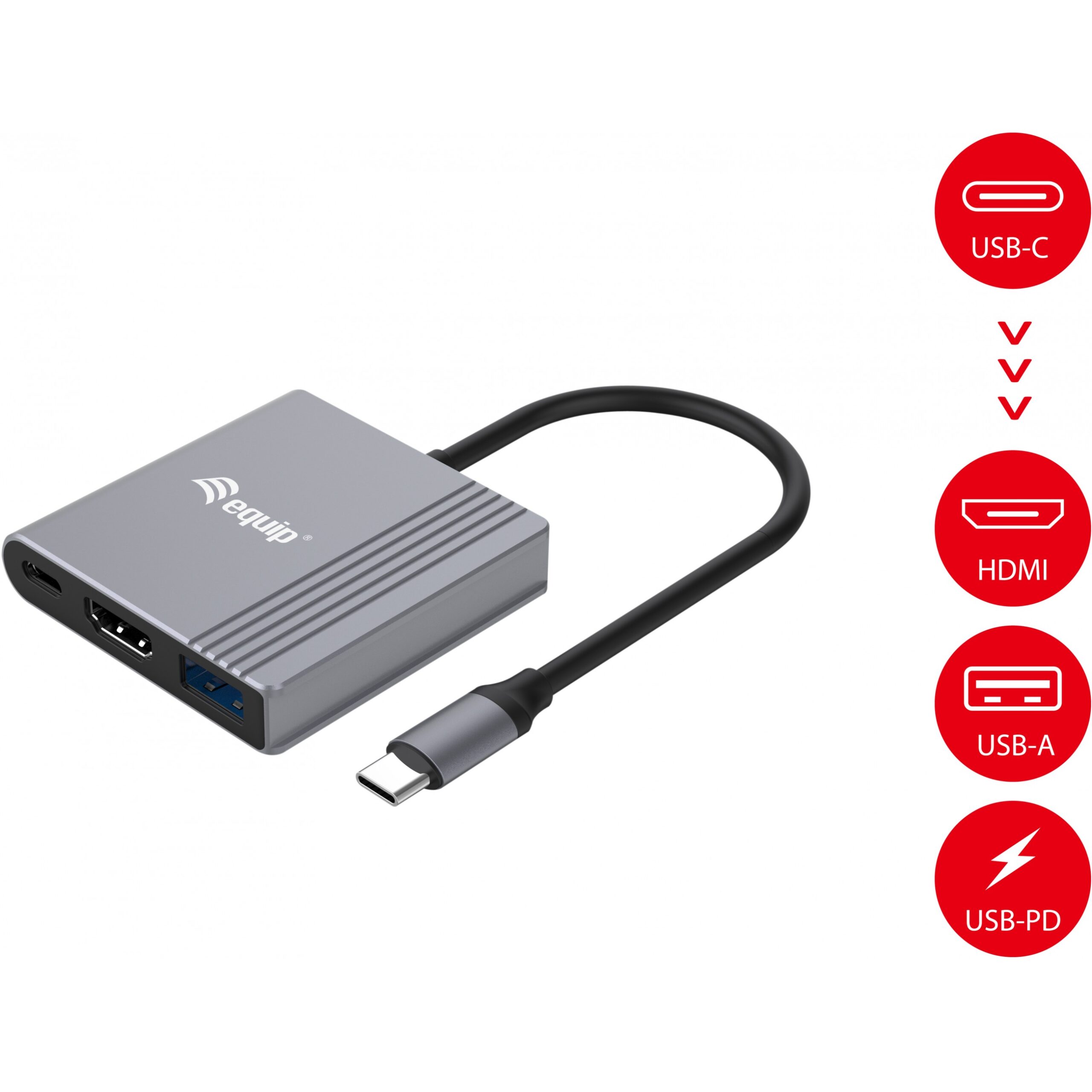 Docking Station Equip USB-C / HDMI / USB-A / 100W PD / Kabllo 25cm - Hiri - Figura 5