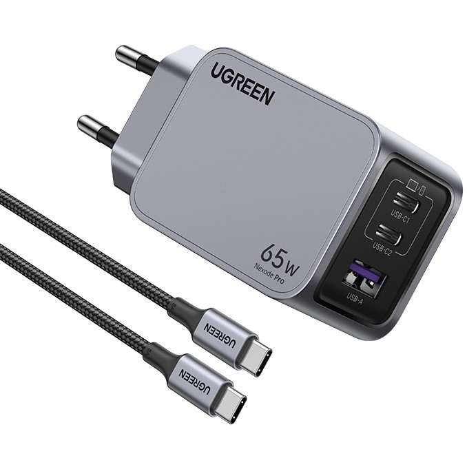 Adapter UGREEN Nexode Pro 65W GaN Charger with USB-C Cable