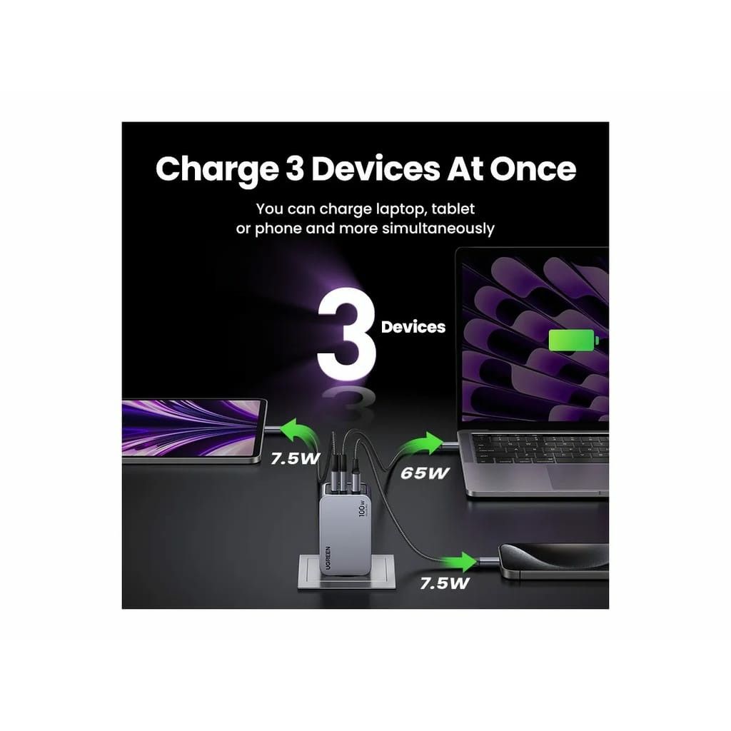 Adapter UGREEN Nexode Pro 100W GaN me Kabllo USB-C - Gri / Zezë - Figura 5