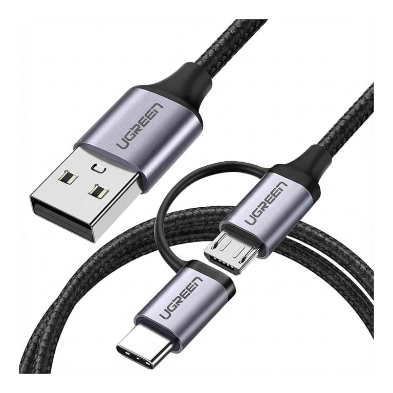 Kabllo USB UGREEN USB-A to Micro USB + USB Type-C Cable / 1 m – Zezë