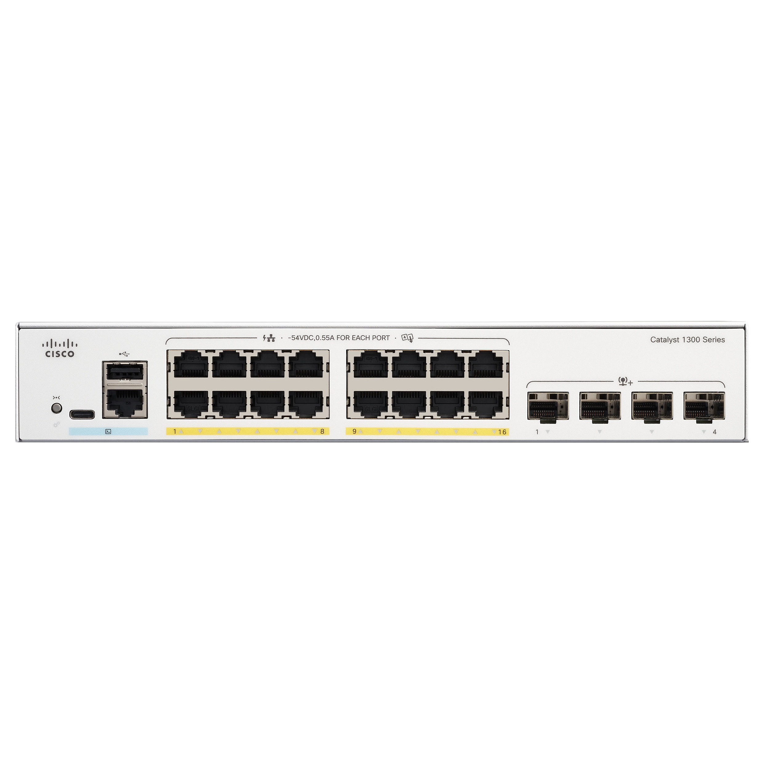 Cisco Catalyst C1300-16P-4X 16-Port Gigabit PoE+ Managed Switch me 4x 10G SFP+ Uplink 120W Enterprise SMB Network Switch 2