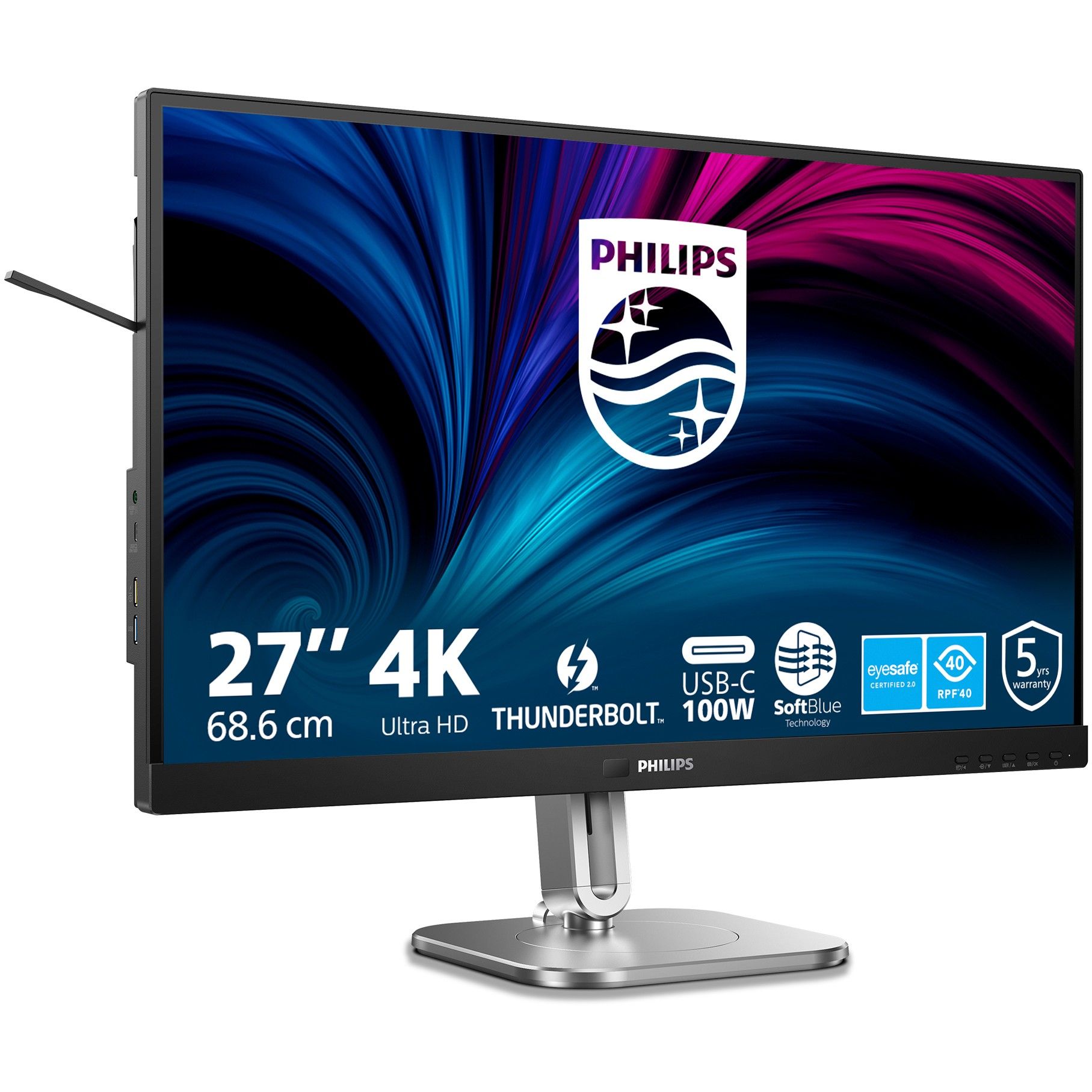 Monitor Philips 27B2U6903 / 27″ / 4K UHD / IPS LCD / 16:9 / 75Hz / 4ms / 2× HDMI + DP + USB‑C / E zezë‑gri /  PowerSensor - Figura 2