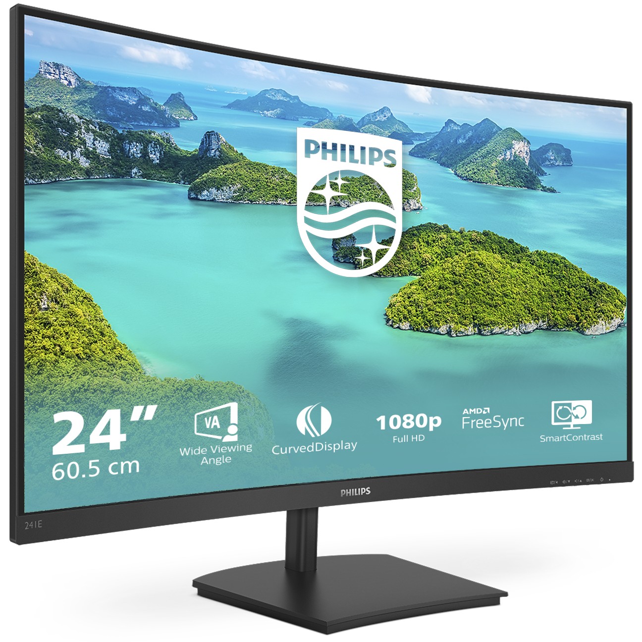 Monitor Philips 241E1SCA / 23.6″ / FHD / VA LCD Curved / 16:9 / 75Hz / 4ms / HDMI + VGA / E zezë / Adaptive‑Sync + LowBlue Mode - Figura 2