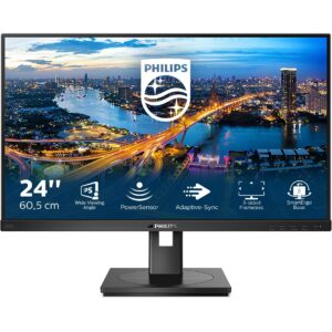 Monitor Philips 242B1 / 23.8″ / FHD / IPS LCD / 16:9 / 75Hz / 4ms / DVI + HDMI + DP + USB / E zezë / Webcam + Lift + Pivot