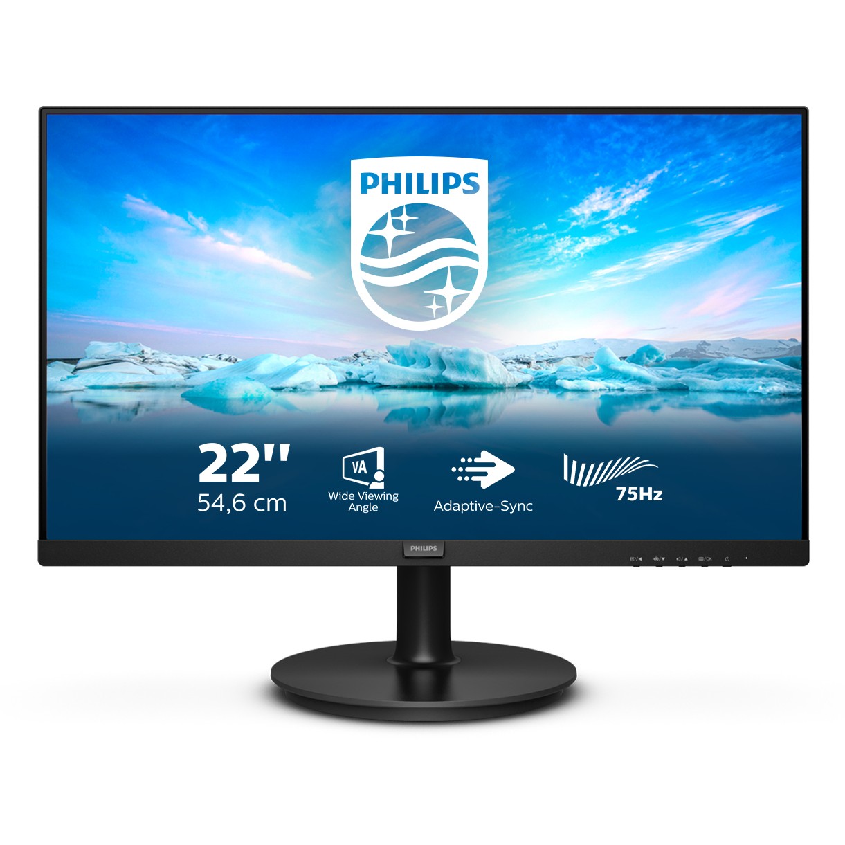 Monitor Philips 222V8LA / 21.5″ / FHD / VA LCD / 16:9 / 75Hz / 4ms / HDMI + DP / E zezë