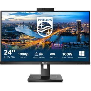 Monitor Philips 243B1JH / 23.8″ / FHD / IPS LCD / 16:9 / 75Hz / 4ms / HDMI + DP + USB‑C + USB Hub / E zezë