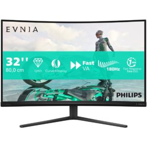 Monitor Philips 32M2C3500L / 31.5″ / QHD / VA LCD Curved / 16:9 / 180Hz / 1ms / 2× HDMI + DP / Gri