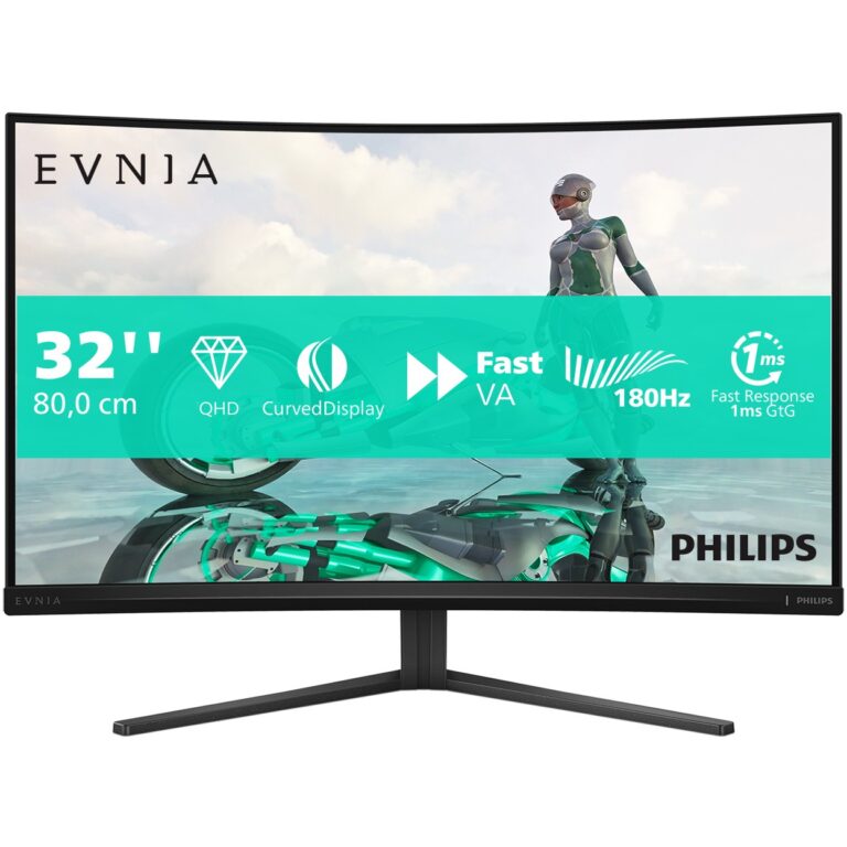 Monitor Philips 32M2C3500L / 31.5″ / QHD / VA LCD Curved / 16:9 / 180Hz / 1ms / 2× HDMI + DP / Gri