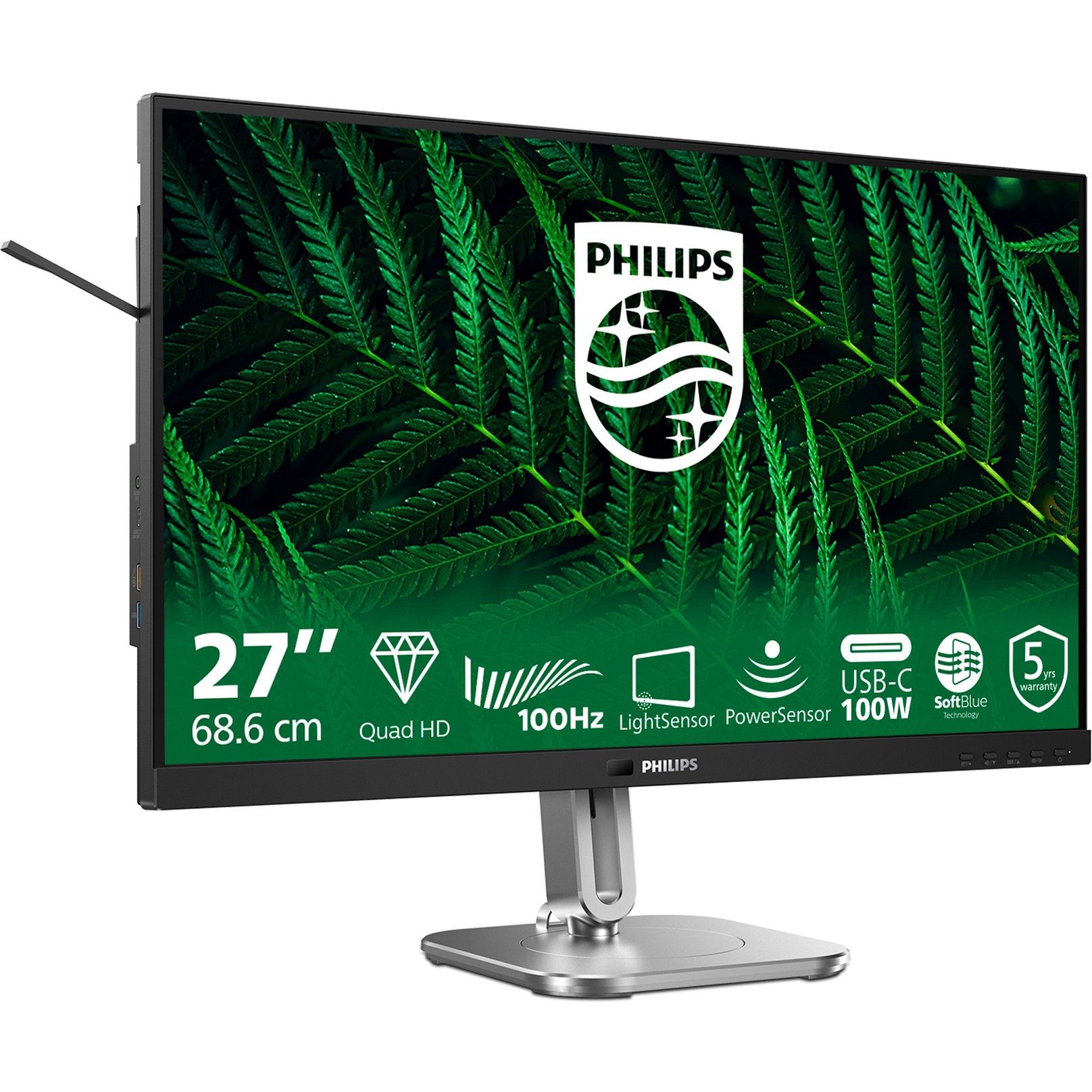 Monitor Philips 27B2G5601 / 27″ / QHD / IPS LCD / 16:9 / 100Hz / 4ms / HDMI + DP + USB‑C / E zezë / Lift + Pivot - Figura 2