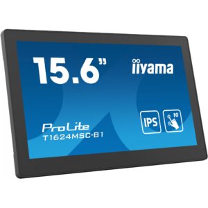 Monitor iiyama ProLite T1624MSC-B1 / 15.6″ / FHD / IPS LCD Touchscreen / 16:9 / 60Hz / 25ms / HDMI + USB / E zezë / 10‑Point Multi‑Touch