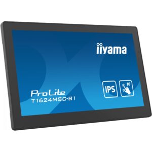 Monitor iiyama ProLite T1624MSC-B1 / 15.6″ / FHD / IPS LCD Touchscreen / 16:9 / 60Hz / 25ms / HDMI + USB / E zezë / 10‑Point Multi‑Touch