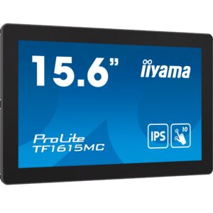 Monitor iiyama ProLite TF1615MC-B1 / 15.6″ / FHD / IPS LCD Touchscreen / 16:9 / 60Hz / 8ms / VGA + HDMI + DP + USB / E zezë / PCAP 10‑Point Touch