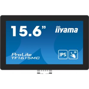 Monitor iiyama ProLite TF1615MC-B1 / 15.6″ / FHD / IPS LCD Touchscreen / 16:9 / 60Hz / 8ms / VGA + HDMI + DP + USB / E zezë / PCAP 10‑Point Touch