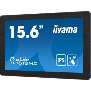 Monitor iiyama ProLite TF1615MC-B1 / 15.6″ / FHD / IPS LCD Touchscreen / 16:9 / 60Hz / 8ms / VGA + HDMI + DP + USB / E zezë / PCAP 10‑Point Touch